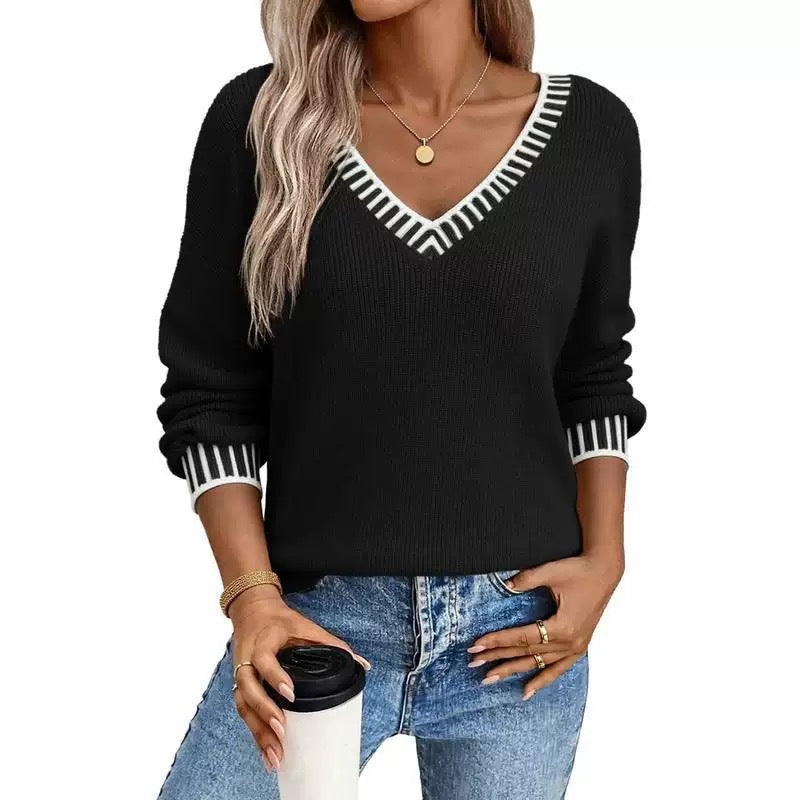 Patterned frayed sweater