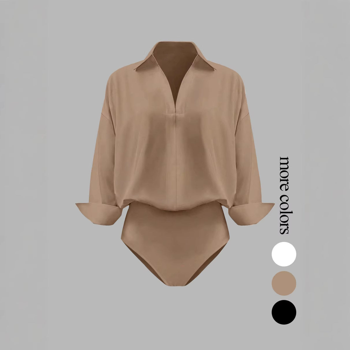 Women's V-neck fashionable, elegant, simple solid color long-sleeved shirt for spring