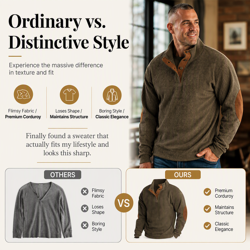 🏷️ Elevated Texture | Men's Corduroy Stand-Collar Sweatshirt – smeda